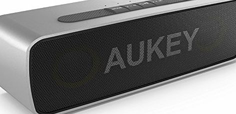 Aukey MUSE Portable Wireless Bluetooth Speaker Mobile Mini Stereo Speaker Boombox, 10 Hours Playtime, Dual 5W Driver, Full, High-Def. Sound, Built in Mic Speaker System, 3.5mm AUX Port, Rechargeable B