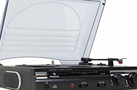 auna  182TT Turntable Built In Speakers Retro Stereo Record Player (MP3 Recording, USB AUX Connectivity amp; PC Mac Compatibly) - Black