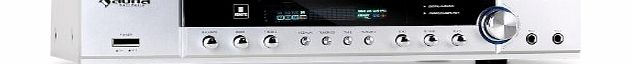 auna  AMP-2540-S Home Cinema Hifi Amplifier (400W Max, 5 Channels amp; 2 Mic Inputs) - Silver