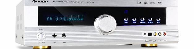 auna  AMP-6100 Home Theatre AV Receiver Amplifier (6.1 Channels, 1600W Max amp; Built-in EQ) - Silver
