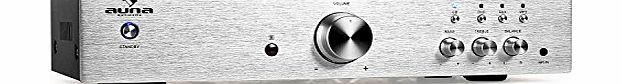 auna  AV2-CD508 Hifi Amplifier (Brushed Stainless Steel, 600W Max amp; EQ) - Silver