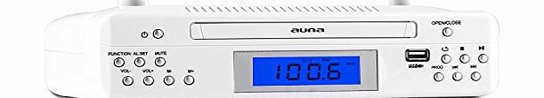 auna  KR 150 Under-Counter Kitchen Radio FM CD MP3 USB Dual Alarm White