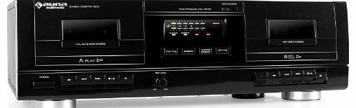  Mastertape Double Cassette Deck (USB/AUX Inputs, Convert Tape to MP3 & High Speed Dubbing) - Black