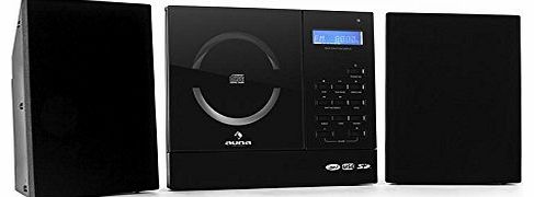 auna  Soundwall 130 Hi-If Stereo System (FM/Radio, Alarm Clock, MP3 Playback via CD Player 