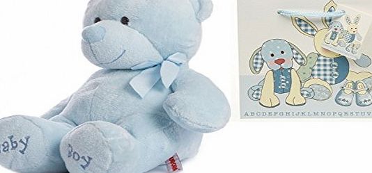 Aurora NEW BABY BOY 9`` Teddy Bear with Gift Bag NEW