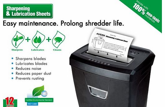 Aurora SP1000 Shredder Lubrication and Sharpening Sheets (Pack of 12)