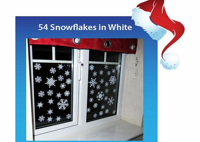 Aurum92 54 Snowflake Window Stickers Clings - Christmas Decorations