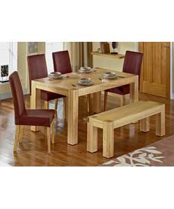 Oak Veneer Dining Table and 4 Chairs