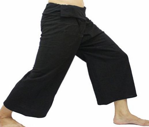AuthenticAsia Black Thai Fisherman Wrap Pants Trousers Yoga Massage Pregnancy Pants 100 Light Cotton Free Size