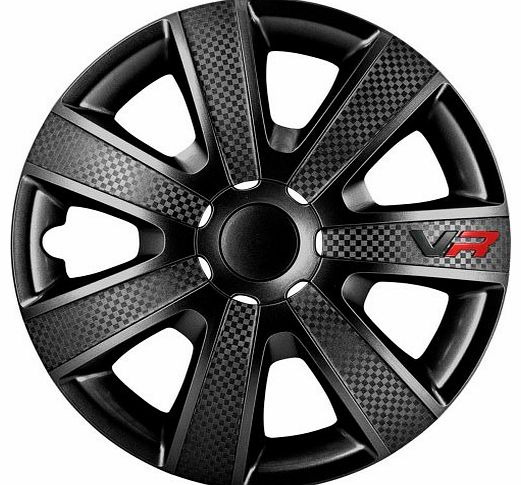 Autostyle  VR Black 13 Hubcap Set Vr 13 Black/Carbon Look/Logo - Car Wheel Trims (Set of 4)
