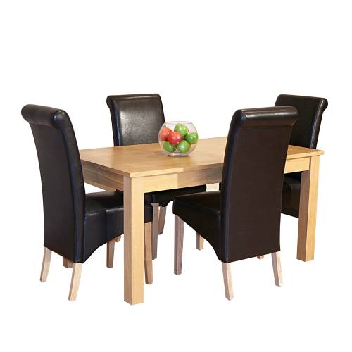 Avalon Oak Dining Furniture Oak Dining Set (5`Table x4 Guinness Chairs)