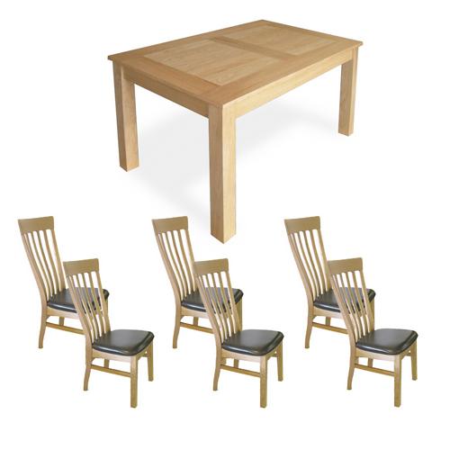 Avalon Oak Dining Furniture Oak Dining Set (6 Table x6 Classic Chairs)