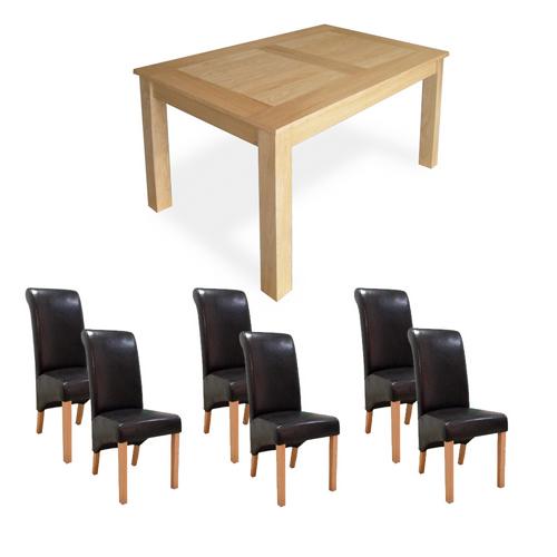 Avalon Oak Dining Furniture Oak Dining Set (6`Table x6 Guinness Chairs)