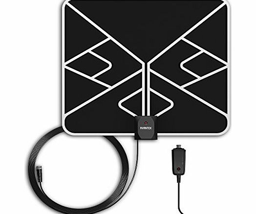 AVANTEK Ultra Thin Amplified Freeview HD TV Aerial Digital Indoor HDTV Antenna for DVB-T Television Tuner Receiver, Black