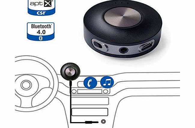 Avantree Cara II, Bluetooth 4.0 aptX handsfree car kit/speakerphone for call and music, support 2 phones, voi