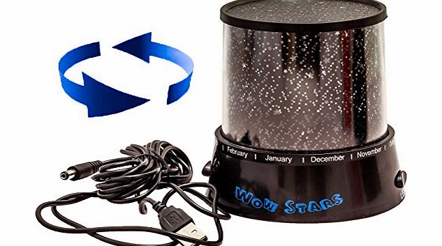 AVAX (TM) REVOLVING Stars Projector - Wow Stars (not Star Master) - Colorful Night Sky Light Projector, Bedside Mood Lamp - Revolves 360 degrees automatically - 3 meter long USB cable INCLUDED