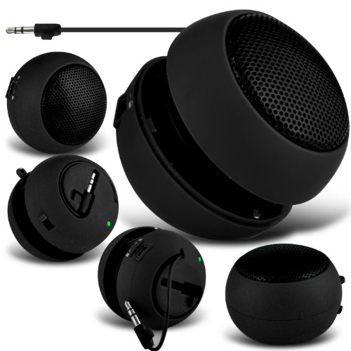 Aventus (Black) Sony Xperia M2, dual, Sony Xperia M Universal Mini Capsule Travel Rechargable Loud Bass Speaker 3.5mm Jack To Jack Input Exclusive By *Aventus*