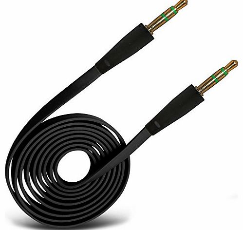 BY AVENTUS Choose from (Black) 3.5mm Jack To Jack Flat Cable AUX Auxiliary Audio Cable Lead For Samsung Galaxy S4 Active LTE-A