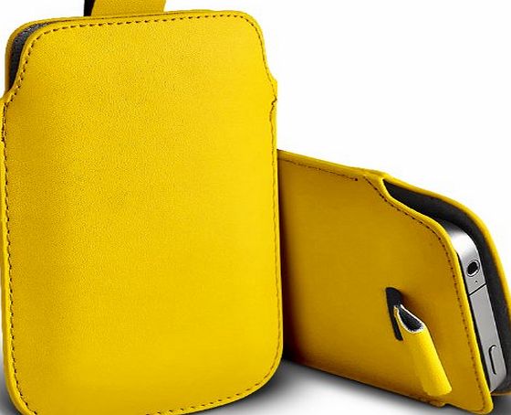 Aventus LG G2 Supreme Protection Faux Leather Pull Tab Cord Pouch Skin Cover Case Yellow By *Aventus*