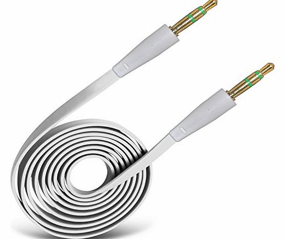 (White) Samsung Galaxy S5 mini 3.5mm Jack To Jack Flat Cable AUX Auxiliary Audio Cable Lead By *Aventus*
