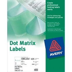 Avery 1 Label Across Dot Matrix Labels (102 x