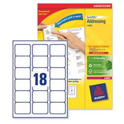 Avery Addressing Labels Laser Jam-free 18 per