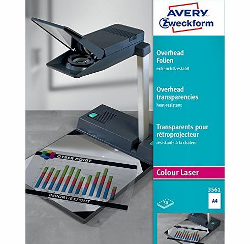 Avery Dennison Avery Zweckform 3561 Overhead Projector Transparencies 0.13 mm Increased Thickness Coated Stackable Highly Heat-Resistant