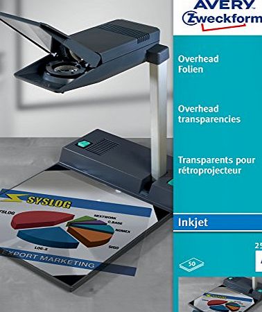 Avery Zweckform 2502 Overhead Projector Transparencies DIN A4 with Special Coating / Batch Processable 0.11 m Thick 50 Sheets