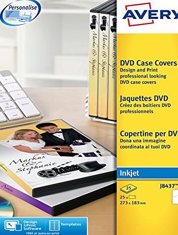 Avery J8437-25 DVD Case Inserts (A4 Sheets of 273 x 183 mm, 1 Label Per Sheet, 25 Sheets) - White