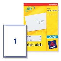 Quick DRY Inkjet Labels. 1 per sheet. 100