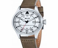 AVI-8 Mens Hawker Hurricane Army Green Leather