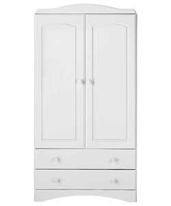 2 Door 2 Drawer Tallboy Wardrobe - White