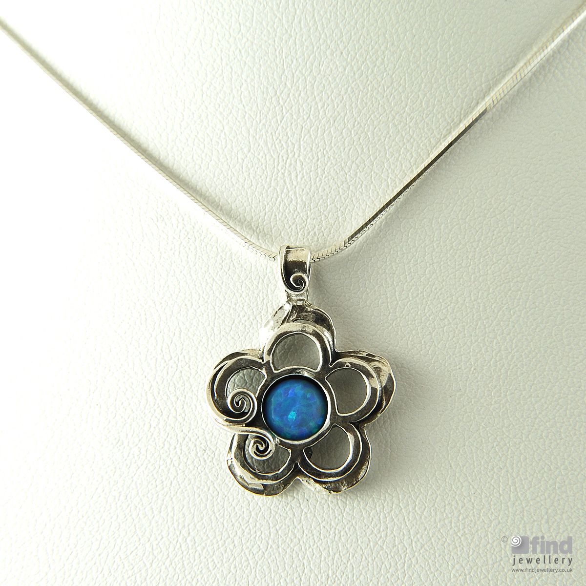 Sterling Silver Opal Daisy Necklace