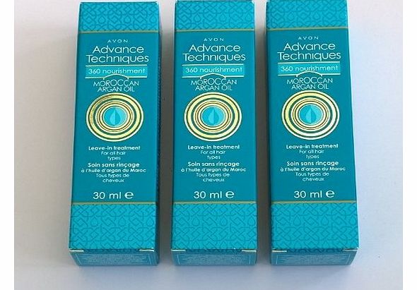 Avon 3 x Avon Advance Techniques 360 Nourishment Moroccan Argan Oil Leave-In Treatment