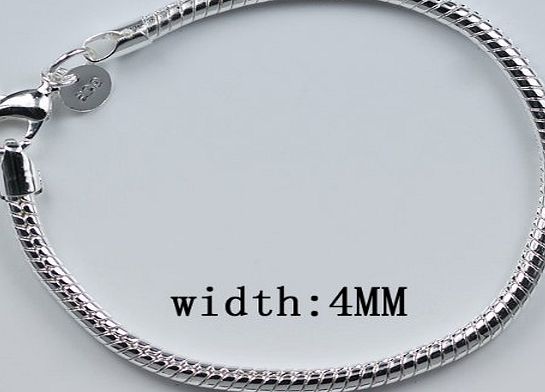 awhao-2008 New Fashion Jewelry Classic Women 925 Girl 4MM Bracelet silver plating Jewellery   velvet pouch (LKNSPCH159)