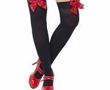 AXTokyo Ladies Womens Flirty Sexy Over The Knee High Socks Opaque Hold-Ups Stockings Bow Bows