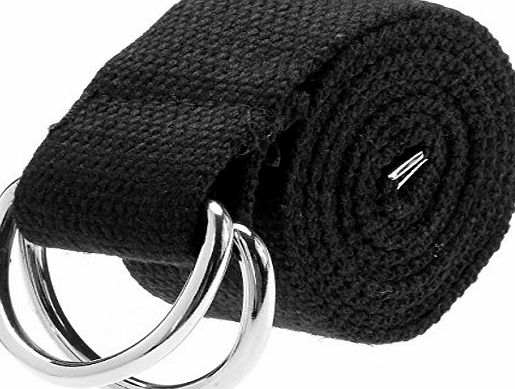 Ayliss Fashion Double D-Ring Solid Color Knit Canvas Web Belt Waistband (One Size, Black)