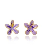 AZ Collection Garden Line - Purple Enamel Flower Earrings