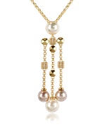 Glass Pearl Drops Gold Plated Necklace