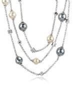 Glass Pearl Triple Chain Necklace