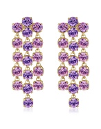 AZ Collection Pink and Amethyst Swarovski Crystal Clip On Earrings