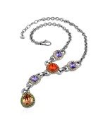 AZ Collection Purple and Orange Swarovski Crystal Drop Necklace