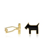 AZ Collection Scottie Enamel Gold Plated Cuff Links
