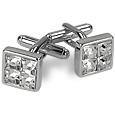 AZ Collection Silver Plated Jeweled Cufflinks