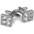 AZ Collection Silver Plated Jeweled Cufflinks