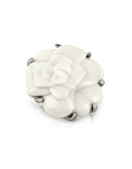 AZ Collection White Camelia Flower Brooch