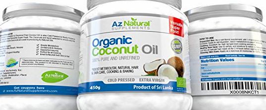 Az Natural Supplements Coconut Oil Organic Virgin - Plus Bonus Hessian Bag amp; Coconut Oil Guide E-book - Perfect For Hea