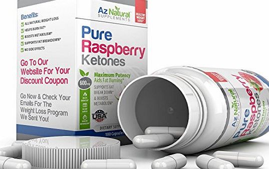 Az Natural Supplements Raspberry Ketones Plus 600mg - 1200mg - 180 Capsules Per Bottle - Fast Weight Loss Slimming Pills - 