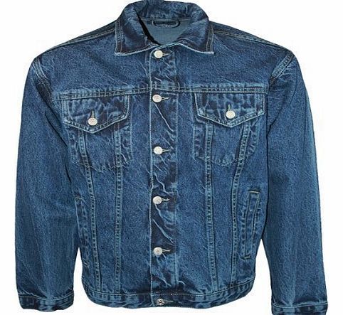 Aztec Mens Blue Aztec Jeans Designer Long Sleeved Collared Denim Jacket Size 4XL
