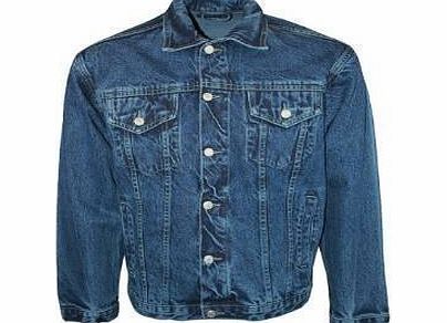 New Mens Aztec Jeans Designer Long Sleeved Collared Classic Denim Jacket Heavy Duty Coat Vintage Retro Scooter Casual Stonewash Blue Large